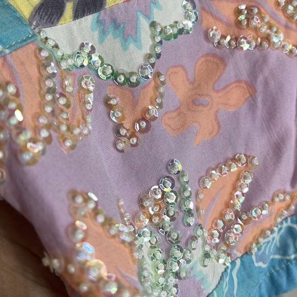 California Style lounge capri pants size Small, beautiful sparkly bottom of pant - Picture 6 of 8